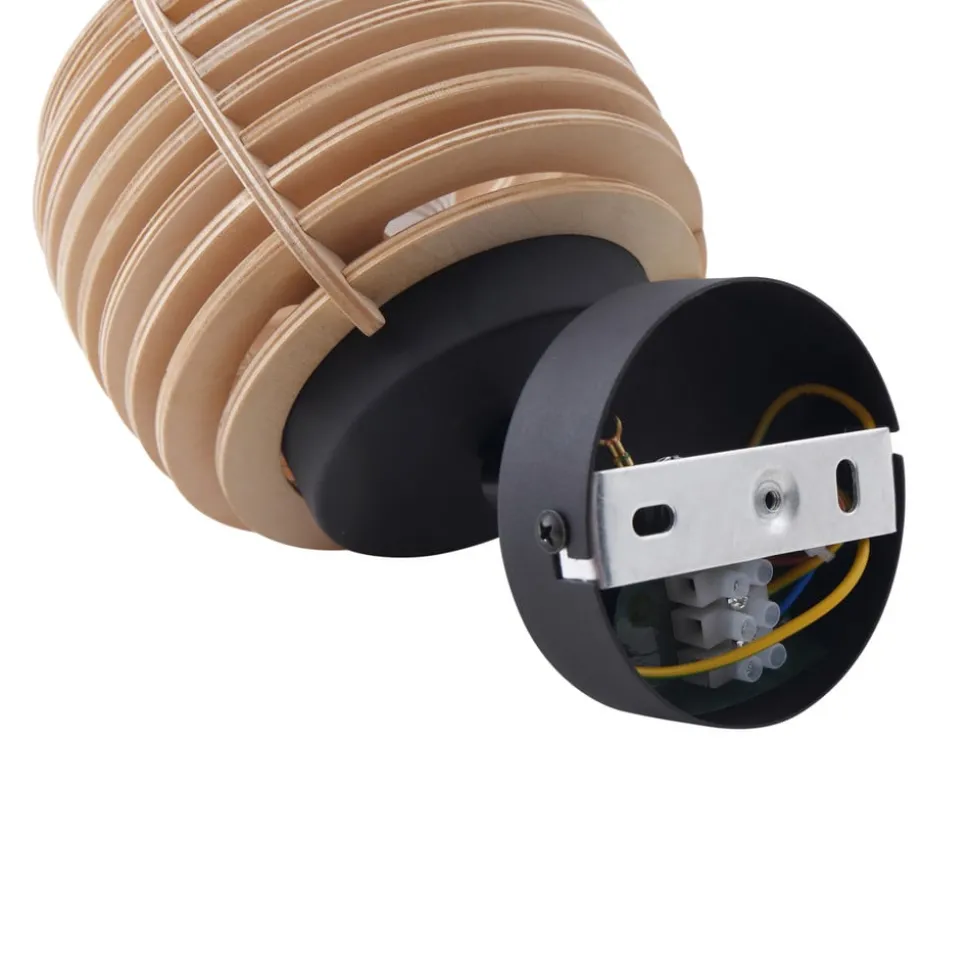 Lindby wandlamp Ediz, GU10, zwart, hout, Ø 12,7 cm