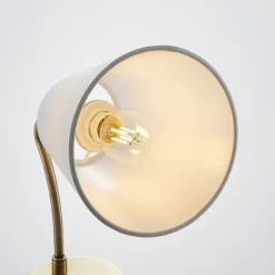 Lindby wandlamp Ethan, wit/oud messing, stekker, 28 cm, E14