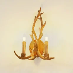 Lindby wandlamp Fibi, bruin, gewei, 2-lamps, E14