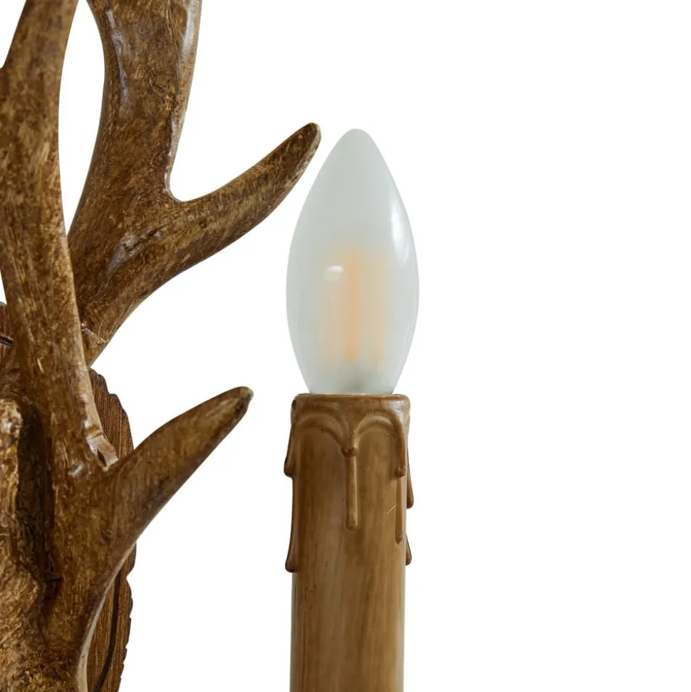 Lindby wandlamp Fibi, bruin, gewei, 2-lamps, E14