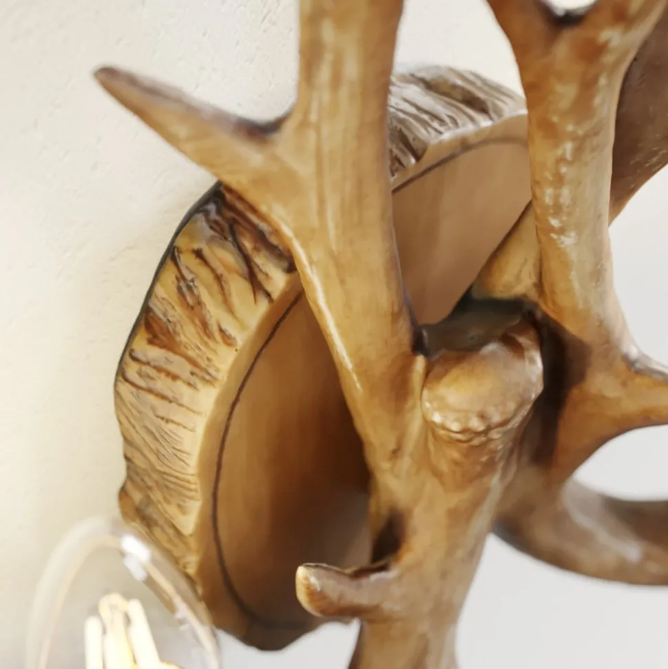 Lindby wandlamp Fibi, bruin, gewei, 2-lamps, E14