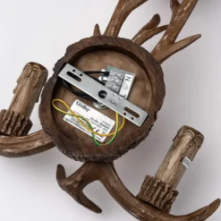 Lindby wandlamp Fibi, bruin, gewei, 2-lamps, E14