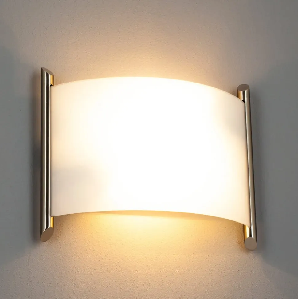 Lindby wandlamp Filippa, 31 cm, nikkel, glas, E27