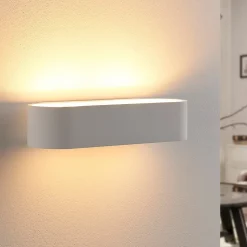 Lindby wandlamp Fioni, wit, gips, G9, 6,5 cm, overschilderbaar