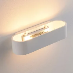 Lindby wandlamp Fioni, wit, gips, G9, 6,5 cm, overschilderbaar