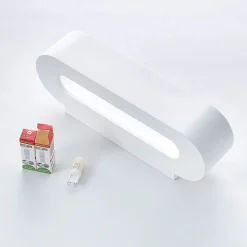 Lindby wandlamp Fioni, wit, gips, G9, 6,5 cm, overschilderbaar