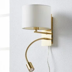 Lindby wandlamp Florens, messing, LED leeslamp, 23,5 cm