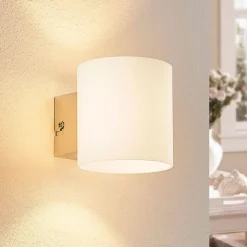 Lindby wandlamp Gerrit, wit, glas, 10 cm hoog, up/down, G9