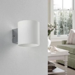 Lindby wandlamp Gerrit, wit, glas, 10 cm hoog, up/down, G9