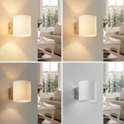 Lindby wandlamp Gerrit, wit, glas, 10 cm hoog, up/down, G9