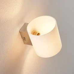 Lindby wandlamp Gerrit, wit, glas, 10 cm hoog, up/down, G9