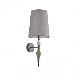 Lindby wandlamp Haldorin, grijs/zwart, textiel, 58 cm