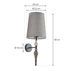 Lindby wandlamp Haldorin, grijs/zwart, textiel, 58 cm