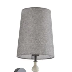 Lindby wandlamp Haldorin, grijs/zwart, textiel, 58 cm