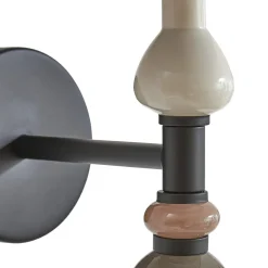 Lindby wandlamp Haldorin, grijs/zwart, textiel, 58 cm