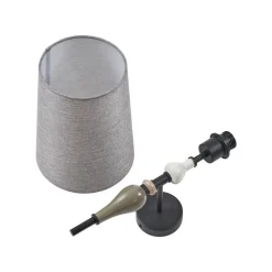 Lindby wandlamp Haldorin, grijs/zwart, textiel, 58 cm