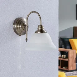 Lindby wandlamp Hanna, 18 m, brons antiek, metaal, glas