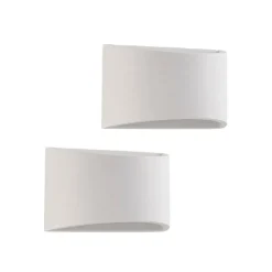 Lindby wandlamp Heiko, 20cm, set van 2, up/down, gips, wit