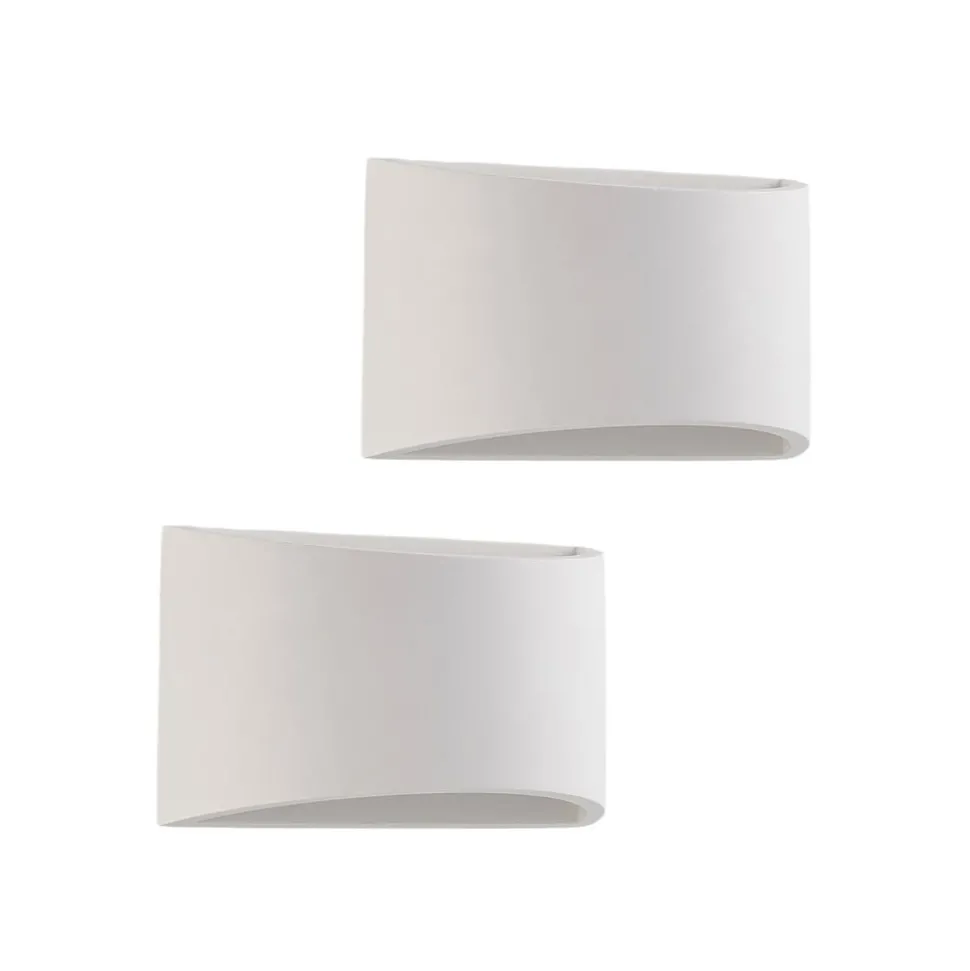 Lindby wandlamp Heiko, 20cm, set van 2, up/down, gips, wit