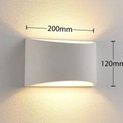 Lindby wandlamp Heiko, 20cm, set van 2, up/down, gips, wit