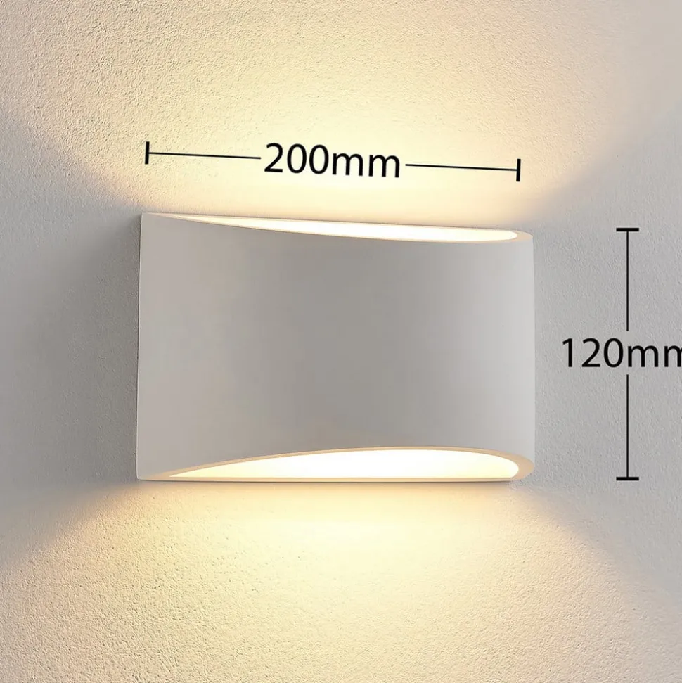 Lindby wandlamp Heiko, 20cm, set van 2, up/down, gips, wit