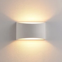 Lindby wandlamp Heiko, 20cm, set van 2, up/down, gips, wit