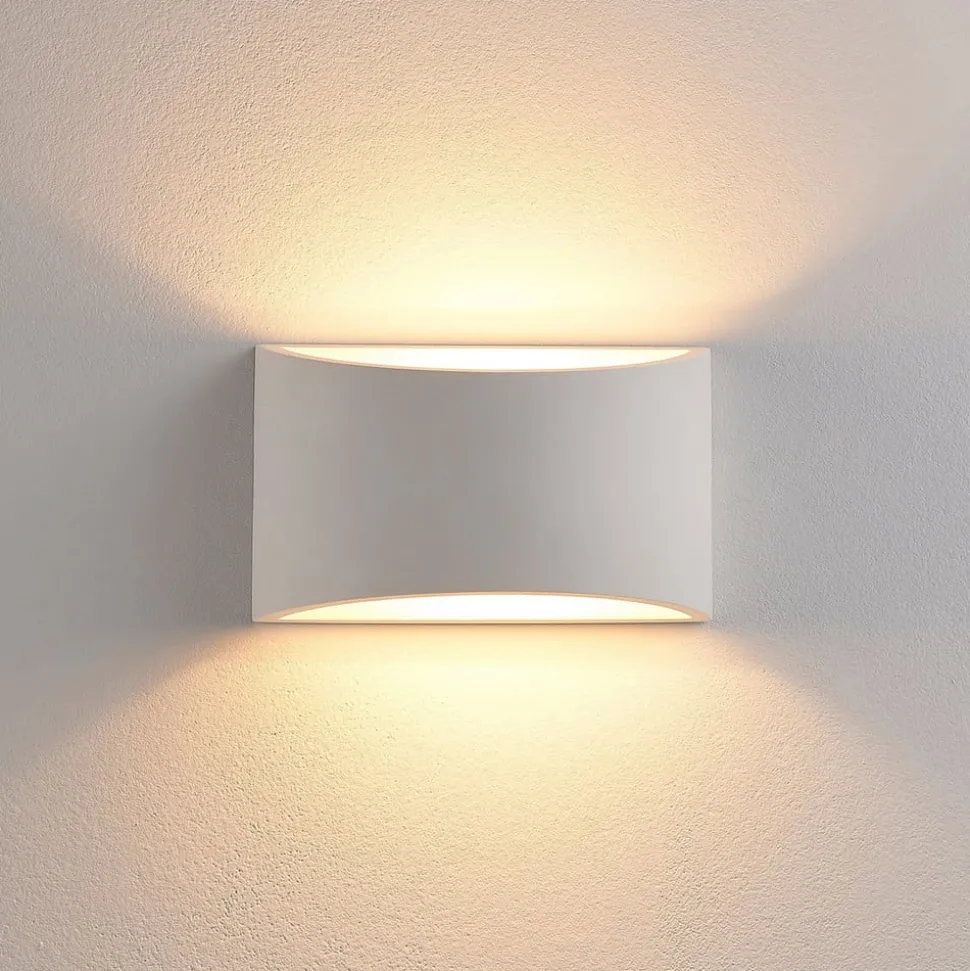 Lindby wandlamp Heiko, 20cm, set van 2, up/down, gips, wit