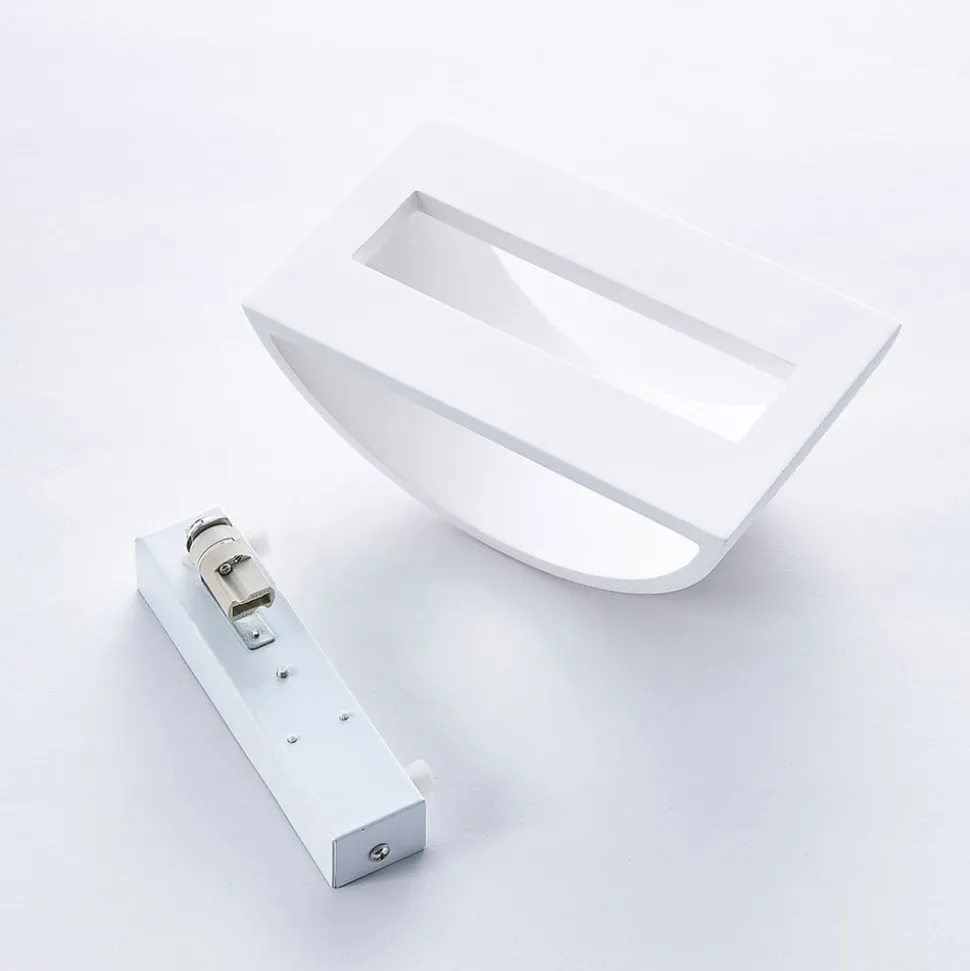 Lindby wandlamp Heiko, 20cm, set van 2, up/down, gips, wit