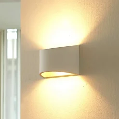 Lindby wandlamp Heiko, up/down, gips, wit, hoogte 12 cm