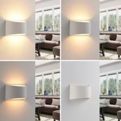 Lindby wandlamp Heiko, up/down, gips, wit, hoogte 12 cm