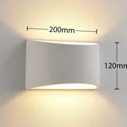 Lindby wandlamp Heiko, up/down, gips, wit, hoogte 12 cm