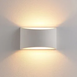 Lindby wandlamp Heiko, up/down, gips, wit, hoogte 12 cm