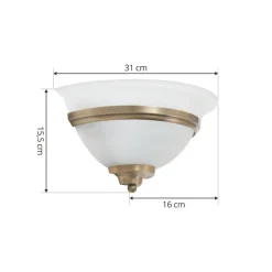 Lindby wandlamp Irimia, 31 cm, oud messing, glas