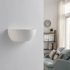 Lindby wandlamp Jimmy, wit, gips, halfrond, 24cm, E14