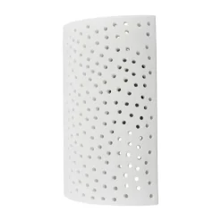 Lindby wandlamp Jiru, hoogte 23 cm, wit, halfrond, gips