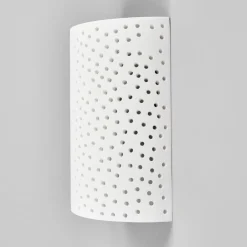 Lindby wandlamp Jiru, hoogte 23 cm, wit, halfrond, gips