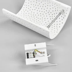 Lindby wandlamp Jiru, hoogte 23 cm, wit, halfrond, gips