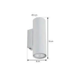 Lindby wandlamp Joffrey, 18 cm, wit, omhoog/omlaag, GU10