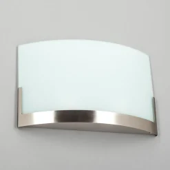 Lindby wandlamp Karla, 35 cm, wit/nikkel, glas, E27