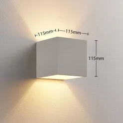 Lindby wandlamp Kay, wit, gips, 11,5 x 11,5 cm