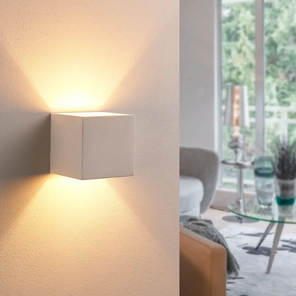 Lindby wandlamp Kay, wit, gips, set van 2