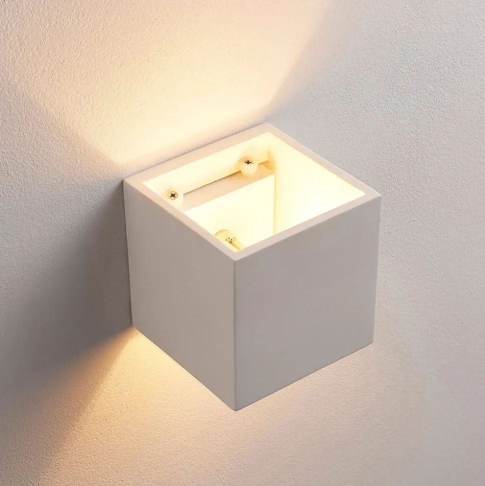 Lindby wandlamp Kay, wit, gips, set van 2