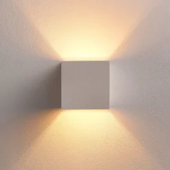 Lindby wandlamp Kay, wit, gips, set van 2