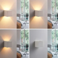 Lindby wandlamp Kay, wit, gips, set van 2