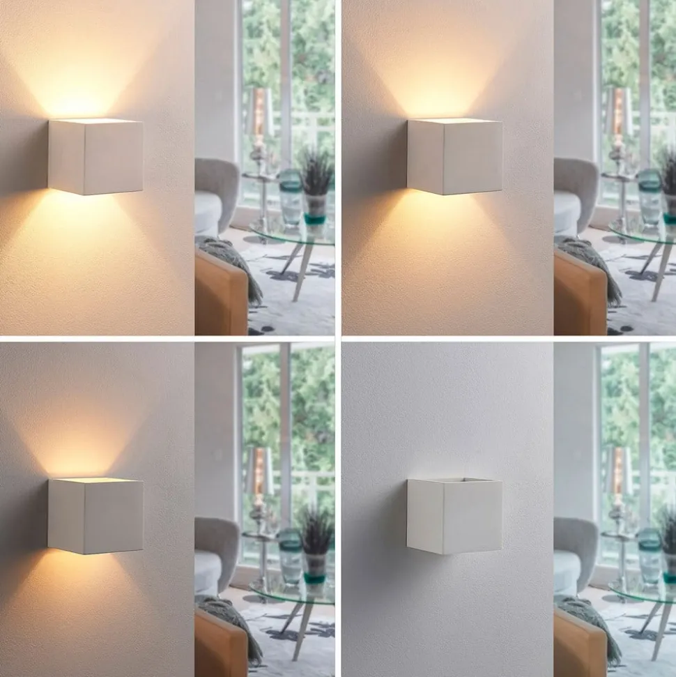 Lindby wandlamp Kay, wit, gips, set van 2