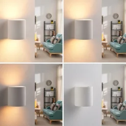 Lindby wandlamp Krista, wit, gips, omhoog/omlaag, overschilderbaar, G9