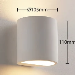 Lindby wandlamp Krista, wit, gips, omhoog/omlaag, overschilderbaar, G9