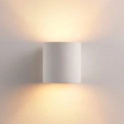 Lindby wandlamp Krista, wit, gips, omhoog/omlaag, overschilderbaar, G9