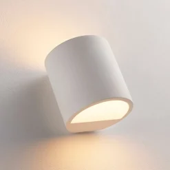 Lindby wandlamp Krista, wit, gips, omhoog/omlaag, overschilderbaar, G9