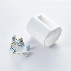 Lindby wandlamp Krista, wit, gips, omhoog/omlaag, overschilderbaar, G9